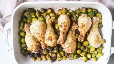 Citrus Garlic Butter Drumsticks with Brussels Sprouts