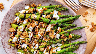 Roasted Asparagus with Goat Cheese