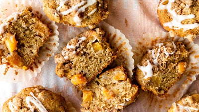 Peach Muffins with Vanilla Icing
