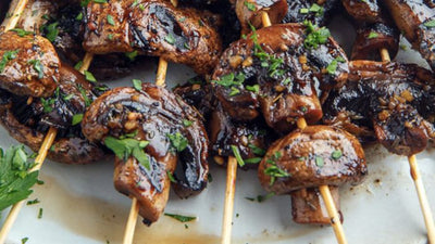 BBQ Crimini Mushroom Skewers