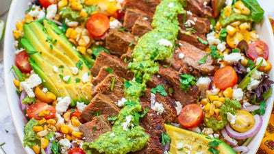 Grilled Carne Asada Salad with Cilantro and Avocado Dressing