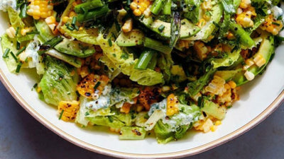 Grilled Corn and Avocado Salad with Hatch Chile Chèvre Dressing