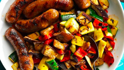 Grilled Sausages with Summer Veggies