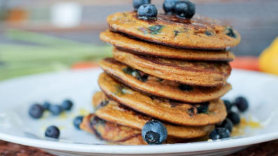 Hearty Carrot Blueberry pancakes