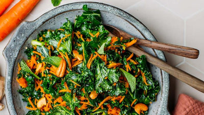 10 Minute Kale and Carrot Salad with Blood Orange Vinaigrette