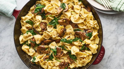 Cheese Tortellini with Mushrooms, Zucchini and Spinach
