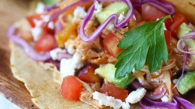 Peach Shredded Chicken Tacos