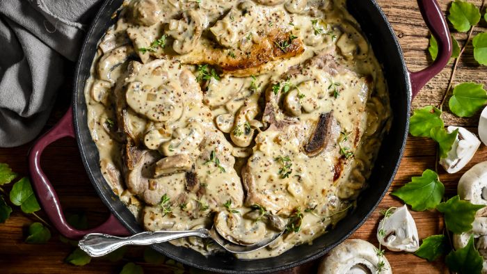 Pork Chops with Brown Mustard and Mushroom Sauce Recipe – Rusty Hinges ...