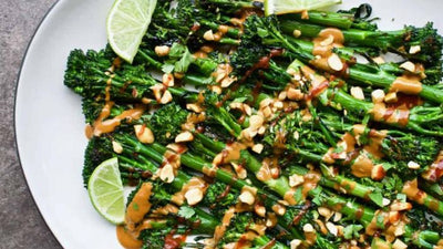 Roasted Broccolini with Peanut sauce