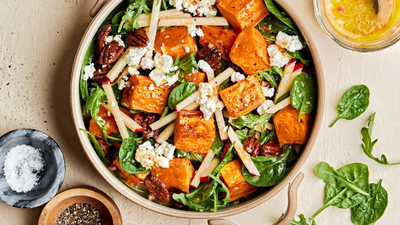 Roasted Sweet Potato, Apple & Spinach Salad