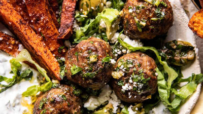 Greek Meatballs (Koftas) and Sweet Potato Fries