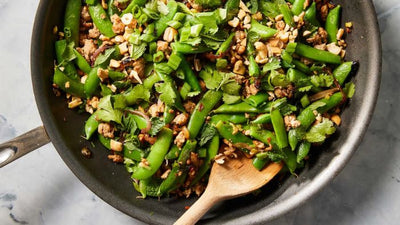 Skillet Ground Pork and Snap Peas