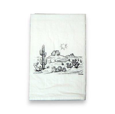 Desert Scene Saguaro Cactus Arizona Tea Towel
