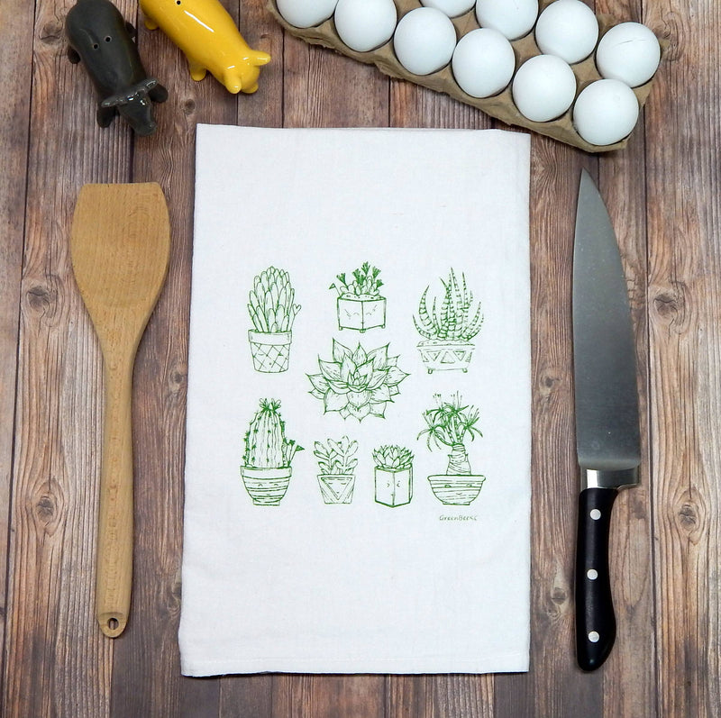 Succulents Flour Sack Tea Towel