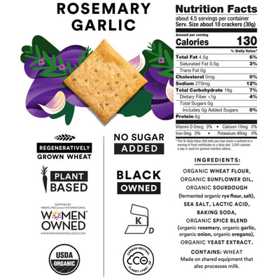 Organic Rosemary Garlic Climate-Friendly Crackers
